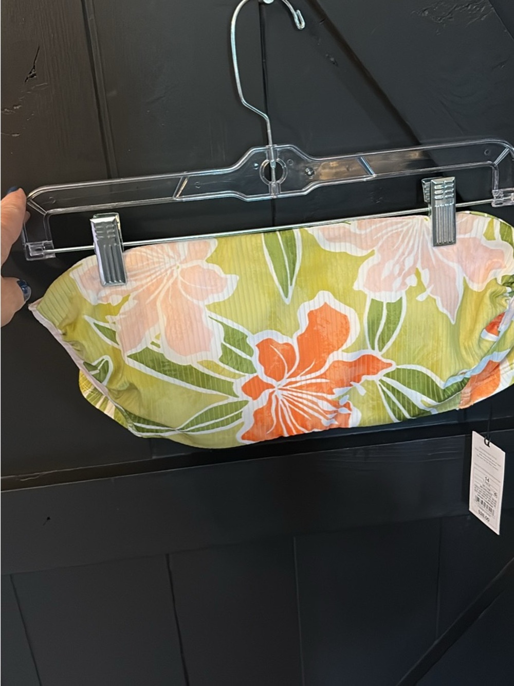 Target Tropical Bandeau Bikini Top in Green, Orange & Pink